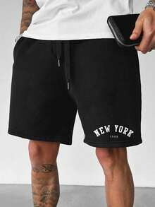 The New Men's Summer Letter-Printed Casual Shorts Are Very Fashionable. Sportswear And Half-Pants Are Breathable, Sweat-Absorbent, Heavy, Durable And Long-Lasting - 黑色 - 查看 1