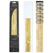 6/12 Uds Clip de pelo sintético de una pieza para mujer, extensiones de cabello con oropel brillante, Kit de oropel para el cabello, peluca brillante resistente al calor S8BW - Dorado - Ver 13