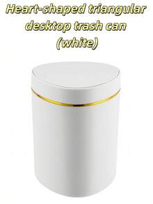 Heart-Shaped Triangular Desktop Trash Can, Thick PP Material For Home Use, Pedal-Operated Flip Lid, Large Opening Triangular Desktop Trash Can, Waste Paper Basket, Plastic Office Desk Trash Can, Smooth Design Prevents Odor Leakage, Can Be Used To Store Fruit Peels And Paper Scraps On The Desktop, Keep The Desktop Clean, Suitable For Bathroom, Home Office Desk Decor, Coffee Table, Office, Living Room, Covered Mini Plastic Trash Can, Also Suitable For Home Dining Table. - Multicolor - View 16