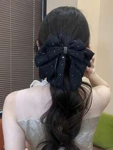 1pc Elegant Starry Sky Mesh Bow Hair Clip, Gentle Princess Style Hair Clip, Girls' Bowknot Ponytail Clip, Starry Pendant Graceful Hair Clip, Half-Zip, Perfect For Festivals, Parties, Weddings, Valentine's Day And Other Occasions Fashion Hair Accessories Elegant Hair Claws Women Hair Clutch Casual Hair Jaw Clip