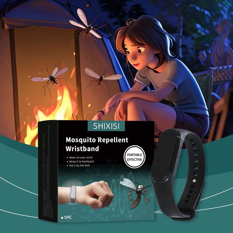 1pc Classic Electronic Mosquito Repellent Watch, Physical Mosquito Repellent, Outdoor Activity , Silent Office Mosquito Repellent Device, Electronic Mosquito Repellent Device, Men's Sports , Women's Fashion Mosquito Repellent Watch, Suitable For Home, Gathering, Walking, Adjustable Size, Easy And Comfortable To Wear, Great Gift For Family, Unisex - Black - View 1