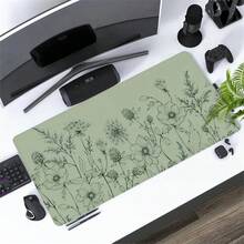 1pc Minimalist Bohemian Style Desk Mat, Sage Green Desk Pad, Large Floral Mouse Pad, Extra Large Extended Desk Mat, Cute Minimalist Computer Pad, Soft Wrist Rest Mouse Pad, Back To School Supplies, Halloween Office Supplies, Desk Accessories, Desk Mouse Pad - Multicolor - View 4