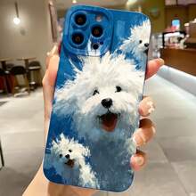 2026 nueva funda de teléfono esmerilada, funda de teléfono con estampado de perro blanco esponjoso para  17 15 Pro Max  17 14 Pro  17 13 Pro  17 12 Pro  Galaxy S23 S22 S21 S20 protector de teléfono funda de pareja regalo para él y ella regalo de San Valentín cumpleaños - Negro - Ver 4