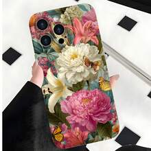 2026 nueva funda de teléfono esmerilada, funda de teléfono con estampado floral de mariposa para  17 14 Pro Max  17 13  17 12  17 11  Galaxy S23 S22 S21 S20 funda protectora para teléfono regalo de pareja para novio novia regalo de vacaciones - Blanco antiguo - Ver 7