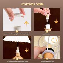 KUNJOULAM Cute Small Pleated Lamp, Modern Bedside Nightstand/Table Lamp With Beige Lampshade, Metal Base For Bedroom, Home Office, Living Room, USE E12 Bulb - 美規A型插(110-127V) - 查看 5