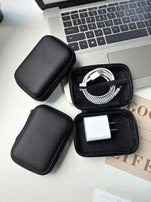 1pc Super Thick & Durable Data Cable Charging Box, Space-Optimized, Compact Waterproof Portable Coin Purse Earphone Storage Box, Mini Charger Organizer, Key Pouch, Cosmetic Bag, Wireless Earbuds Case, Travel Organizer, Suitable For USB Drive, Power Adapter, Earphone Cables Etc. Essential For Back To School, Christmas Gift, Unisex Electronics Accessory, Travel Essential - Multicolor - View 1
