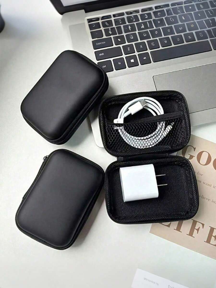 1pc Super Thick & Durable Data Cable Charging Box, Space-Optimized, Compact Waterproof Portable Coin Purse Earphone Storage Box, Mini Charger Organizer, Key Pouch, Cosmetic Bag, Wireless Earbuds Case, Travel Organizer, Suitable For USB Drive, Power Adapter, Earphone Cables Etc. Essential For Back To School, Christmas Gift, Unisex Electronics Accessory, Travel Essential - Multicolor - View 1