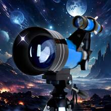 150倍专业天文望远镜，70毫米口径折射望远镜，适合天文初学者，配有手机适配器，方便旅行摄影，是送给成人和学生的理想礼物。 - 藍色 - 查看 3