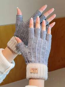 1 Pair Fashion Autumn/Winter Thickened Flip-Top Half Finger Gloves, Knitted Knitted Half Palm Fingerless Touchscreen Gloves For Men And Women, Suitable For Daily, Outdoor, Cycling, Students, Writing, Home Office, Typing, Keeping Warm, Can Be Given As Holiday Gifts To Friends And Family