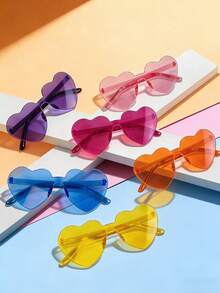 Heart-Shaped Sunglasses, Candy Jelly Colors, Unique Design, Suitable For Both Men And Women, Fashionable Heart-Shaped Glasses - Nhiều màu - Xem 1