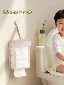 1pc Transparent Large Capacity Hanging Tissue Box, Suitable For Bathroom - Can Also Be Used To Store Clothes, Dorm Supplies And Household Essentials. Waterproof Shower Storage Bag (Pink, Upgraded Version)