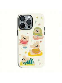 Funda de Teléfono SamsungA Dos en Uno con Diseño de Suéter de Viento y Cachorro, Compatible con iPhone 16 Pro Max, 12, 13, 14 y 15 Pro Max.Ofrece una sensación premium, protección contra caídas y un estilo de dibujo animado creativo, con un diseño de lente elevada para la protección de la cámara, asegurando durabilidad y protección mejorada. - Blanco - Ver 2
