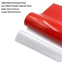 永久性乙烯基卷材套装 - 30 x 100厘米 多色永久性粘性乙烯基卷材 1 包 + 1 包转移胶带，兼容大多数切割机，易于使用，适用于派对装饰、贴纸、工艺切割、汽车贴花