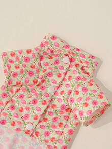 1pc Pet Dog Cute & Fresh Pastoral Style Outfit, Soft & Comfortable/Contrast Floral Print/"Vitality"/"Spring Blossom"/Designed Short Sleeve Shirt, For Puppy/Small Dog Spring Summer Autumn - Multicolor - View 8