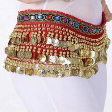 1pc Outfits Belly Dance Glitter Sequins Tassel Skirts, Fashionable Dancing Waist Belt Skirts For Belly Dance - Multicolor - View 17