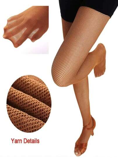 1 Pair Professional Fishnet Stockings - Tight Latin Dance Fishnet Tights, Anti-Slip Sole, Suitable For Competition, Gifts For Women, Valentine's Day