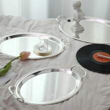 1件或2件装,奢华叶纹雕刻银托盘 - 电镀纯铁艺术装饰品,镜面抛光,手工花卉金属中心摆件,适用于餐桌/婚礼/展示架 | 自然灵感奢华家居饰品 - 彩色 - 查看 7