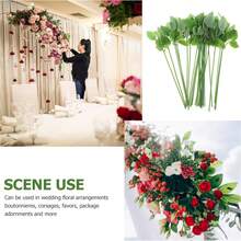50 Pcs 13'' Rose Stems With Leaves, Fake Flower Stems, Faux Green Leaves Stems, Floral Arrangement Supplies, DIY Artificial Flowers Tools For Bouquet Wedding Party - Màu xanh Bạc hà - Xem 7