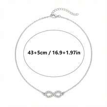 1pc Luxury Gold-Tone Cubic Zirconia Embedded Infinity Collar Necklace For Women - Silver - View 7