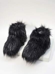 儿童雪地靴，厚底保暖内衬踝靴，适合幼儿/小童，男女通用 - 黑色 - 查看 7