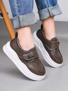 1 Pair Unisex Retro Style Flat Casual Sneakers, Wear-Resistant Anti-Slip Children Canvas Shoes, Fashion Versatile Student Running Shoes, Suitable For All Seasons - Brown - View 5