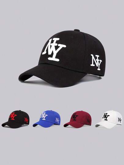 1顶男士字母刺绣棒球帽，透气针织面料，可调节，适合户外运动、徒步旅行、休闲街头服饰，男女通用，多种颜色可选