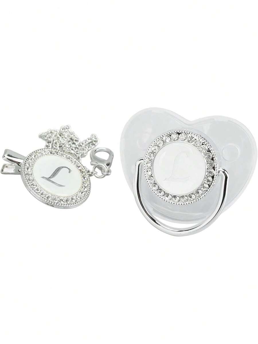 Chupete de bebé de Silicona, Chupete de bebé sin Costuras y Ergonómico Saludable y  para Bebés de 6 a 18 Meses (Letra L),36982812 - Azul y blanco - Ver 1