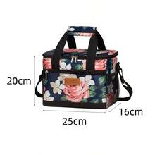 600D牛津布防水保温午餐包，花卉图案，适合办公室、学校和野餐。防水便携包，配有肩带。多种颜色可选。保温性能优异。 - 彩色 - 查看 8