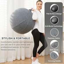 Silla de pelota de ejercicio con funda de tela, tamaño estándar (65 cm), para oficinas en casa, entrenamiento de equilibrio, pelota de yoga - / - Ver 2