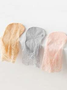 5 Pairs Summer Woman Lace Flower Hollow Out Hosiery Breathable Cool Tulle Transparent Invisible Ruffle Socks Ladies - Multicolor - View 7