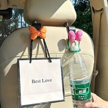2pcs Cute Bowknot Car Seat Back Hooks Multifunctional Rear Seat Organizer For Hanging Handbags/Wallets/Umbrellas/Grocery Bags Space-Saving Creative Car Interior Accessories Fits Most Vehicles - Pink Bow - View 10