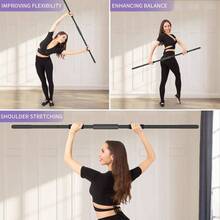 Yoga Stick 58 Inch Sturdy Alloy Steel - Adjustable Stick Exercise, Stretching, Balance - Versatile Exercise Stick With Non - Slip Ends, Neck Cushion And Adjustable Grip Cushions - Initial - View 7