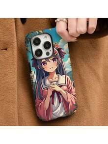 Linda chica de anime, esta funda desmontable 2 en 1 adecuada para 16/15/14/13/12/11 Pro Max Plus tiene una carcasa dura mate duradera con patrones de moda perfectos para regalos de vacaciones, reemplazo de funda de , funda de teléfono desmontable, diseño kawaii, dura y duradera. - Blanco - Ver 3