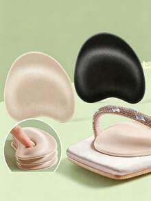 1 Pair Soft Cushion Forefoot Insoles For High Heels, Shock-Absorbing, Moisture-Wicking And Anti-Slip, Suitable For Women's Sandals And High Heels In Spring/Summer - Black - View 4