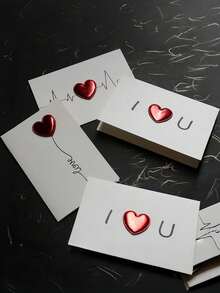 New Classic Valentine's Day Card, Wedding, New Year Greeting Card, DIY Leather Heart 3D Greeting Card With "I Love You" Heartbeat Blessing, Suitable For Expressing Love, Gratitude, And Appreciation To Couples, Parents, Elders, Family, And Teachers - Multicolor - View 9