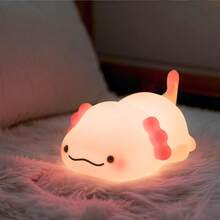 Axolotl Noche Luz, Linda Lámpara Táctil de Silicona para Niños con Temporizador, Lámpara de Noche LED Recargable, Regalo para Niñas y Niños, Decoración para la Habitación Infantil(Dinosaur),36985910 - Azul Cadete - Ver 1