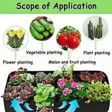 1pc 4/8 Grids Garden Planting Bag Multi-Gird Felt Growing Bag Rectangle Planting Nursery Pot Vegetable Tomato Potato Planting Container Plant - Black - View 7