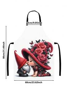 3D Printed Apron, Valentine's Day Pattern Apron, High Quality, High Resolution, Durable, Decorative Apron, Printed Fabric Decor Prop, Waterproof, Unisex Apron, Baking Accessory, Girls' Apron, Women's Valentine's Day Apron, Household Kitchen Supplies, Valentine's Day Gift, Women's Kitchen Apron - Multicolor - View 3