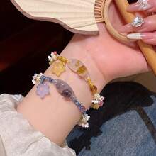 2 Pieces Cute Kitten Pendant Handwoven Bracelet Set - Unique Best Friends,, And Wives - Random Color Blue/Yellow Animal Charm Bracelet - Daily Accessory JGZH - 2 chiếc vòng tay - Xem 6