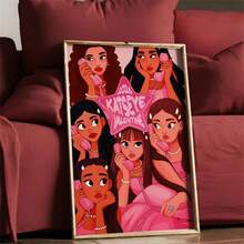 1 Stück KATSEYE Valentine Kunstdruck, 2026 Retro Mädchen Gruppe Poster, Rosa ästhetisches Telefon Wanddekoration, süßes Fangeschenk für Eyekons, Wandkunst, Wanddekoration, moderne minimalistische Stil Poster, Wohnzimmer und Zimmer Dekoration, Badezimmer Dekoration, ideales Geschenk, ohne Rahmen - Verschiedenfarbig - Übersicht 3