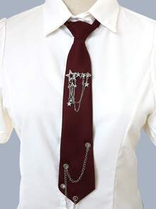 1pc Women's Tassel Chain Tie-Free Collar, Suitable For Casual, School, Street, And Daily Wear