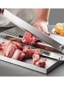 不锈钢手动切肉器/切骨器，带食物托盘和防滑底座。轻松切片牛肉、排骨、鸡肉、鱼肉和蔬菜——非常适合家庭厨房、熟食店和绞肉机使用。 - 彩色 - 查看 4