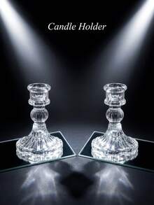 Elegant Transparent Glass Diamond Patterned Candle Holder, Minimalist Crystal Glass Candle Holder, Decorative Wreath, Glass Candle Plate, Coaster, Suitable For Wedding, Valentine's Day, Dining Table Decor, Home Decoration - Multicolor - View 10