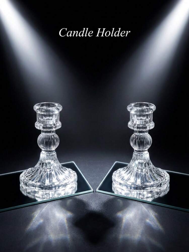 Elegant transparent glasljusstake med diamantmönster, minimalistisk kristallglasljusstake, dekorativ krans, glasljusfat, underlägg, lämplig för bröllop, alla hjärtans dag, matbordsdekor, heminredning - Multifärgad - Visa 10