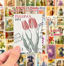 Lumbor37 Vintage Stamp Pegatinas 50 Piezas Sellos Decorativos Calcomanías de Papel Decorativo Bolsas de Sobre Sellos Etiquetas de Álbum de Recortes (Sellos) - Ba-Cielo - Ver 3