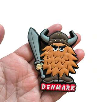 2.76英寸3D软胶冰箱贴，丹麦维京卡通磁性贴纸，家居装饰及礼品