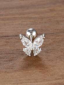 1 chiếc khuyên tai hình bướm nhỏ bằng thép không gỉ đính đá Zirconia dành cho nữ, mạ vàng 18K, kiểu khuyên tai xoắn ốc, khuyên tai sụn tai, trang sức xỏ khuyên vành tai. - Loại bướm - Xem 12