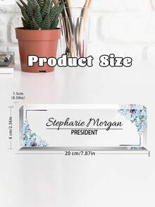 1pc Personalized Acrylic Custom Name Plates For Office Desks,Customize Text,20 Styles,Office Nameplate Engraved With Flower Patterns,Custom Desk Name Plate Personalized, Acrylic Name Plate For Desk, Office Desk Decor For Women And Men - Multicolor - View 11