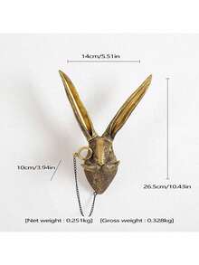 1pc Faux Copper Animal Wall Decor, Resin Crafts For Indoor Dining Room, Bedroom, Living Room (Random Style, Red Bow Decoration Included) - Multicolor - View 11