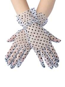 女士蕾丝短手套，防紫外线，露指设计，适合新娘、歌剧、正式场合、派对、角色扮演等多种场合。这款露指手套与晚礼服和正式服装完美搭配，凸显您纤细的手指和光彩照人的肌肤。 - 黑色 - 查看 11